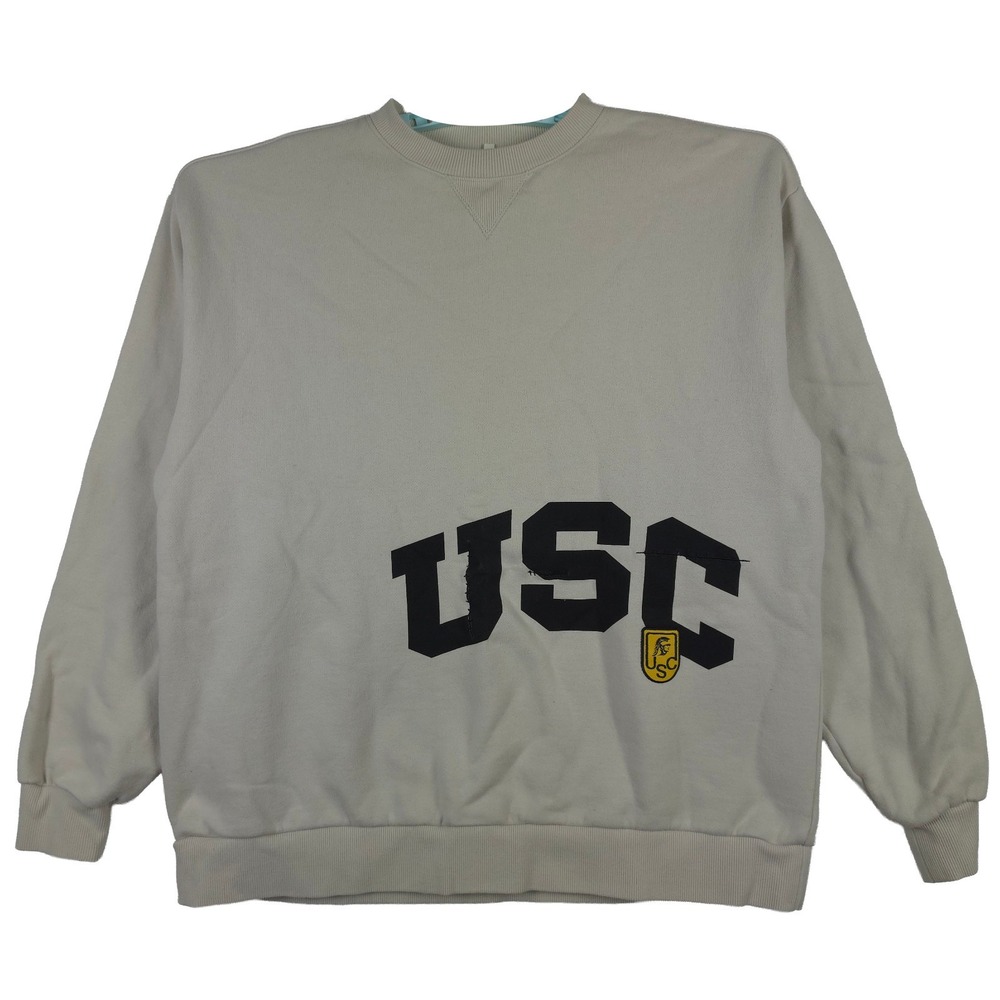 USC Trojans NCAA Large Sweatshirt Print Letters Embroidery Logo Cream New